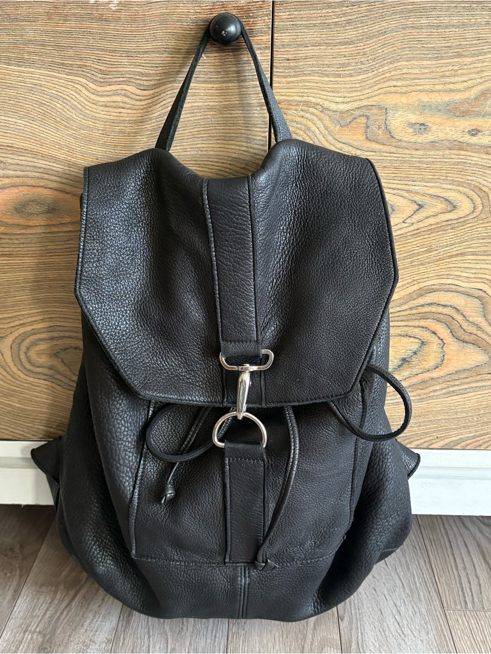 Hides in Hand Black Deerskin Pebbled Leather Crossbody Backpack Bag